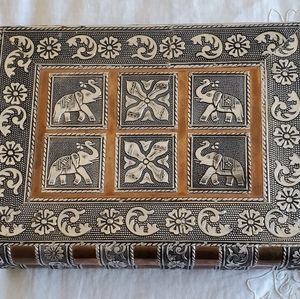 Jewelry box etched with elephants India